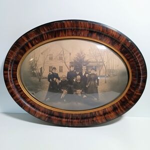 SOLD Vintage 1900’s Antique Tiger Stripe Oval Convex Bubble Glass Frame